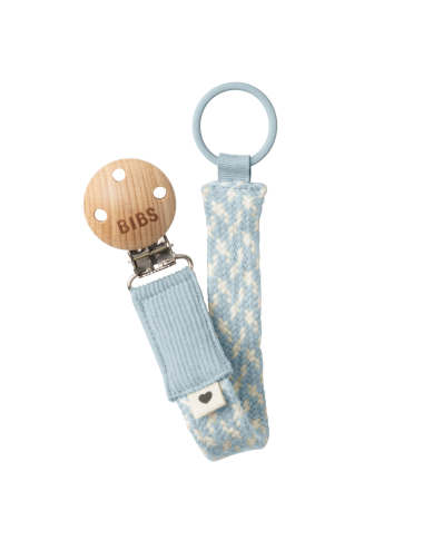 BIBS Attache sucette tressée - Baby Blue / Ivory