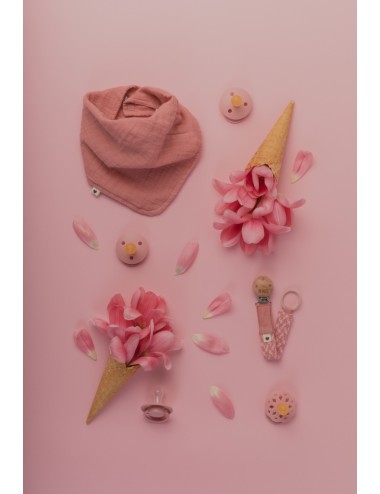 BIBS Attache sucette tressée - Dusty Pink / Baby Pink