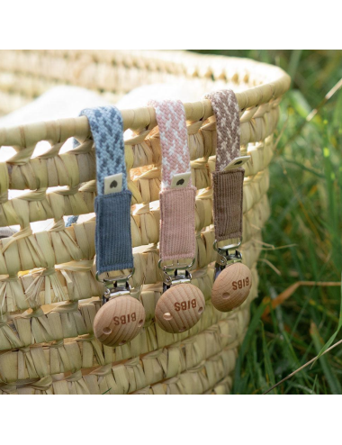 BIBS Attache sucette tressée - Blush / Ivory