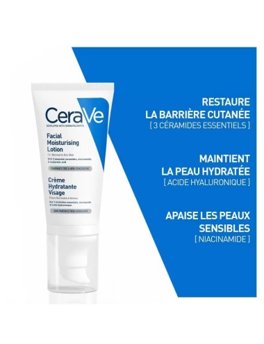 CeraVe Crème Hydratante Visage Peau Normale à Sèche - 52ml