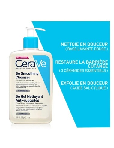 CeraVe SA Gel Nettoyant Anti-Rugosités - Peau Sèche et Rugueuse 473ml