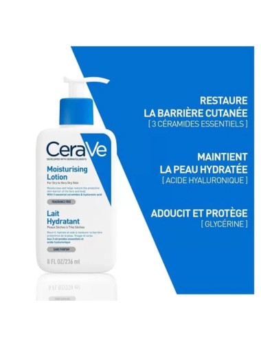 CeraVe Lait Hydratant Léger 236ml Peau Sèche à Très Sèche