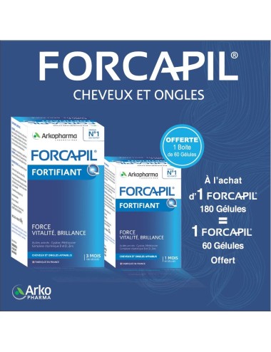 Forcapil Pack Cheveux et Ongles -180 gélules + 60 gélules Offertes