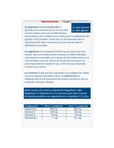 Doppelherz Aktiv Magnésium + Vitamines B12, C & E