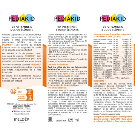 Pediakid 22 Vitamines & Oligo-éléments – Sirop 125 ml