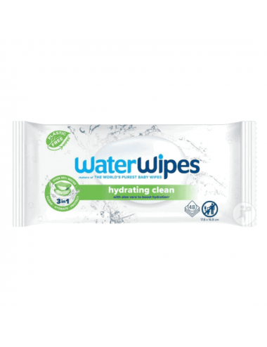 WaterWipes Lingettes Hydrating Clean à l'Aloe Vera – Paquet de 48