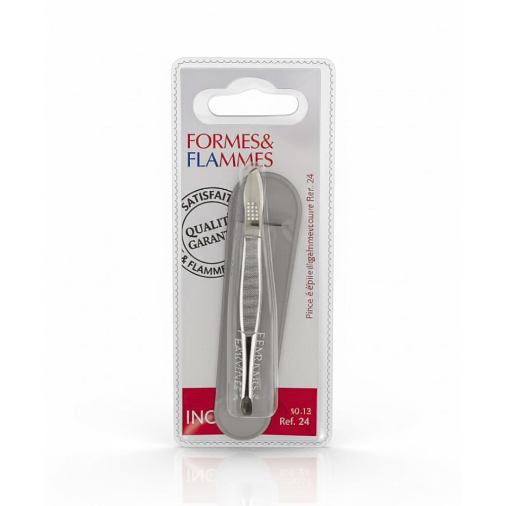 Formes & Flammes Pince à Épiler Longue Mors Carrés Nickelée – 9 cm