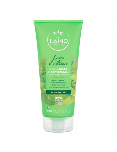 Laino Gel Douche 3-en-1 Envie d'Ailleurs au Thé Vert Bio – 200 ml