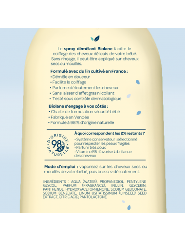 Biolane Spray Démêlant Sans Rinçage Anti-Nœuds – 125 ml