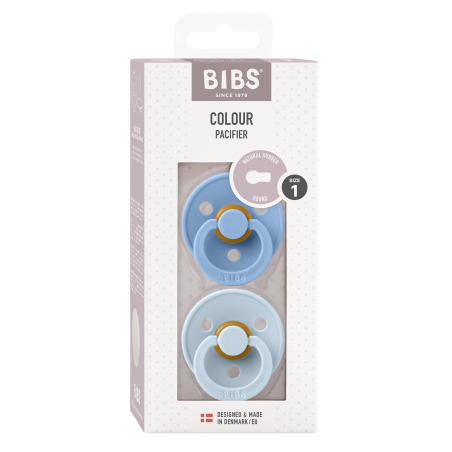 2 Sucettes BIBS Colour Ronde Sky Blue / Baby Blue