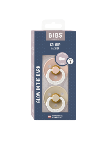 2 Sucettes BIBS Colour Ronde Blush / Vanilla - GLOW