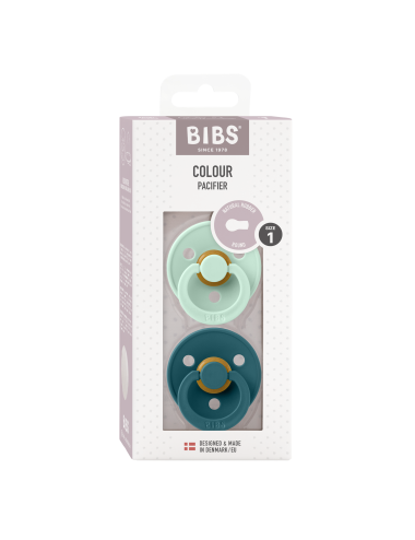 2 Sucettes BIBS Colour Ronde Nordic Mint / Forest Lake