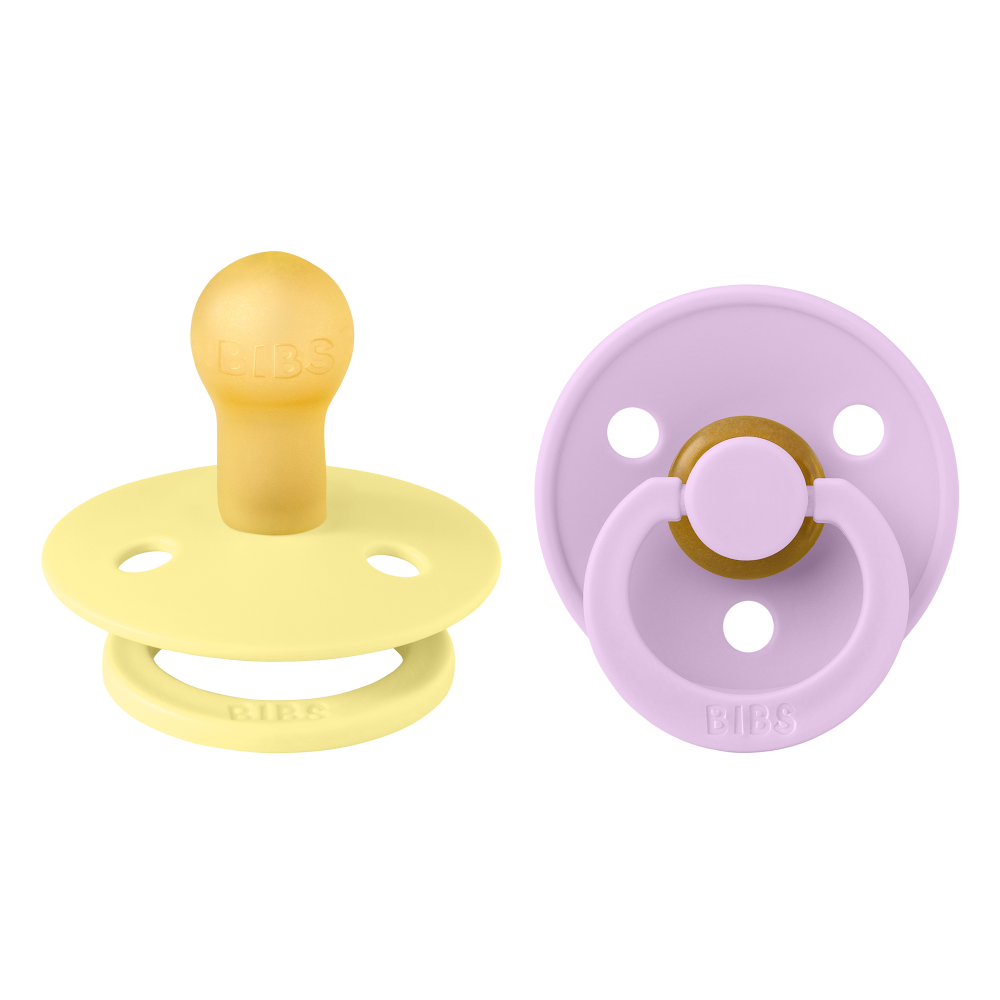 2 Sucettes BIBS Colour Ronde Sunshine / Violet sky