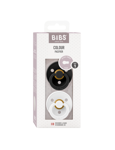 2 Sucettes BIBS Colour Ronde Black / White