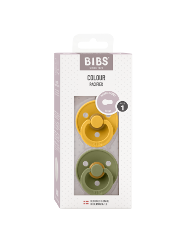 2 Sucettes BIBS Colour Ronde Honey Bee / Olive