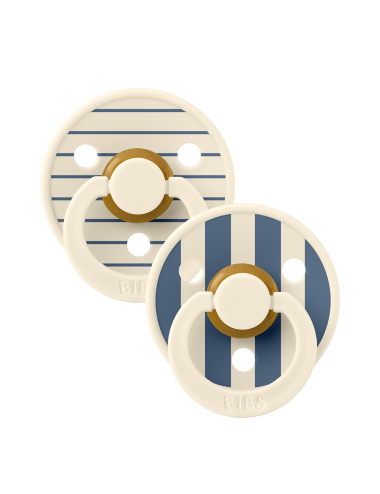 2 Sucettes BIBS Colour Ronde Studio Ivory Steel Blue Mix