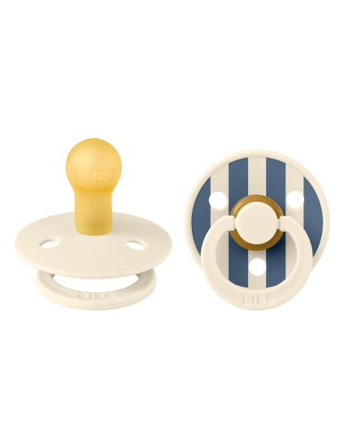 2 Sucettes BIBS Colour Ronde Studio Ivory Steel Blue Mix