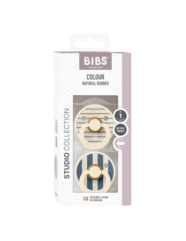 2 Sucettes BIBS Colour Ronde Studio Ivory Steel Blue Mix