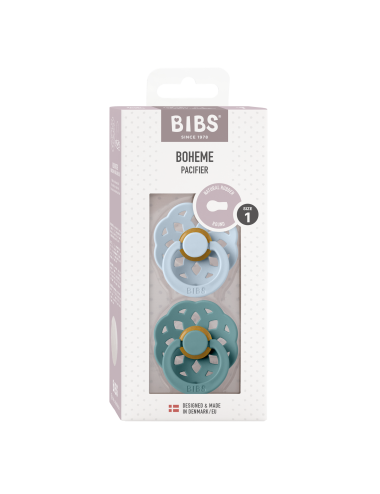 2 Sucettes BIBS Bohème Ronde Baby Blue / Island Sea