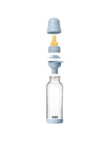 BIBS Biberon en verre 240 ml  Latex - Baby Blue